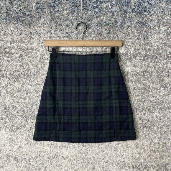 Brandy Melville Dresses & Skirts - Brandy Melville 26 Mini Skirt Blue Black Green Plaid School Uniform